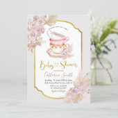 Boho Tea Party Baby Shower Invitation (Standing Front)