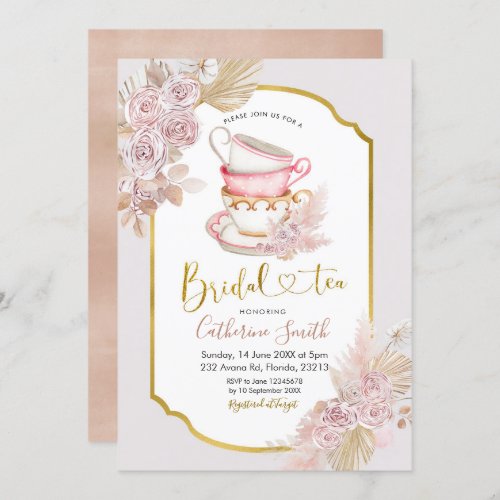 Boho Tea Party Bridal Shower Invitation