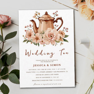 Boho Tea Party Terracotta Floral Party Wedding Invitation