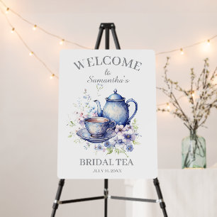 Boho Tea Pot Floral Blue Bridal Shower Tea Party Foam Board