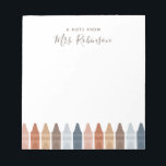 Boho Teacher Appreciation Crayon Notepad<br><div class="desc">Surprise the teacher in your life or treat yourself (if you're the teacher) to this note pad,  featuring crayons in a warm and neutral boho color palette! Personalize the text with the name of your recipient.</div>