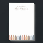 Boho Teacher Appreciation Crayon Post-it Notes<br><div class="desc">Surprise the teacher in your life or treat yourself (if you're the teacher) to these fun post-it notes,  featuring crayons in a warm and neutral boho color palette! Personalize the text with a name,  or customize to create a to-do list or simple notes-to-self,  etc.</div>