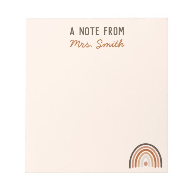 Boho Teacher Appreciation Rainbow Apple Notepad (Front)