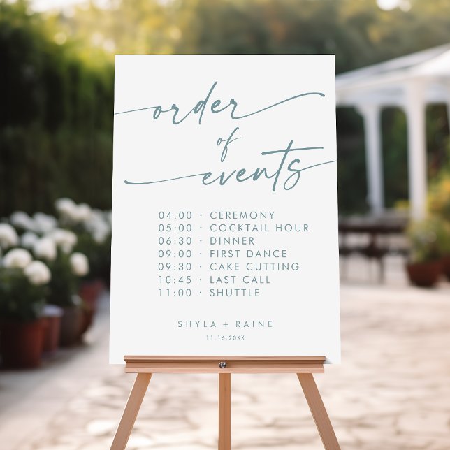 Boho Teal and White Order Of Events Wedding Sign (Creator Uploaded)