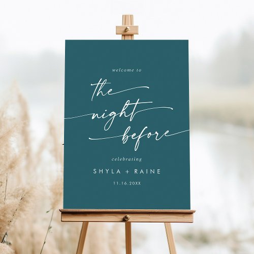 Boho Teal Blue Welcome The Night Before Sign