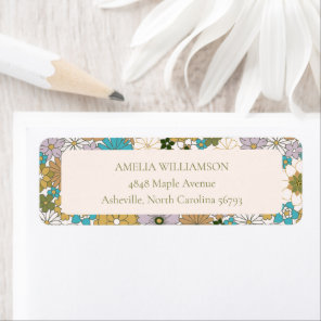 Boho Teal Brown Floral Cute Return Address Custom Label