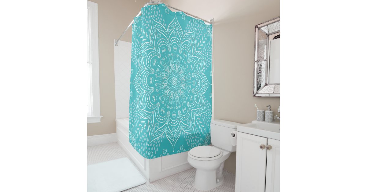 Boho Teal Mandala Shower Curtain Zazzle