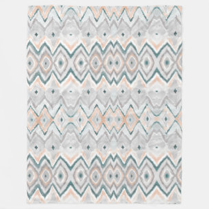 Boho Teal Peach Pale Gray Watercolor Wash Pattern Fleece Blanket