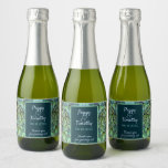 Boho Teal Peacock Feather Wedding Thank You Sparkling Wine Label<br><div class="desc">A perfect thank you gift for your wedding guests: Mini sparkling wine bottles with your custom label for the dream peacock theme wedding with your personalized details against a stunning peacock feather ornament with vibrant colors. An original design available exclusively at ©GardenEden online store.</div>