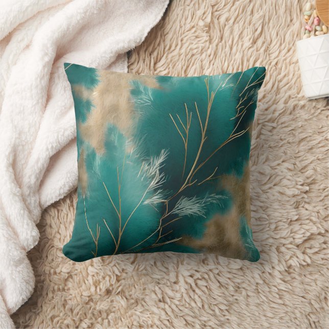 Boho Teal Pillow – Abstract Home Decor Design (Blanket)