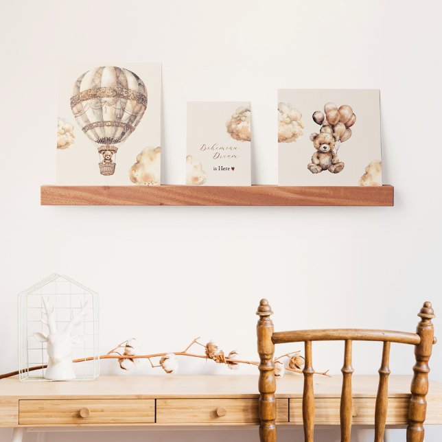 Boho Teddy Bear Air Balloon Clouds Sky Baby Shower Picture Ledge (Boho Teddy Bear Air Balloon Clouds Sky Baby Shower Picture Ledge
)