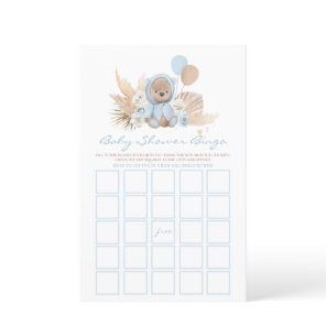Boho Teddy Bear Baby Shower Bingo Game