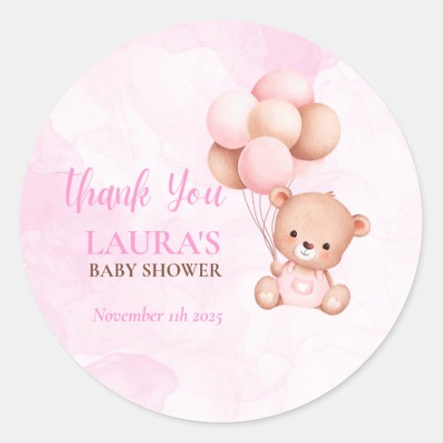 Boho Teddy Bear Baby Shower  Classic Round Sticker
