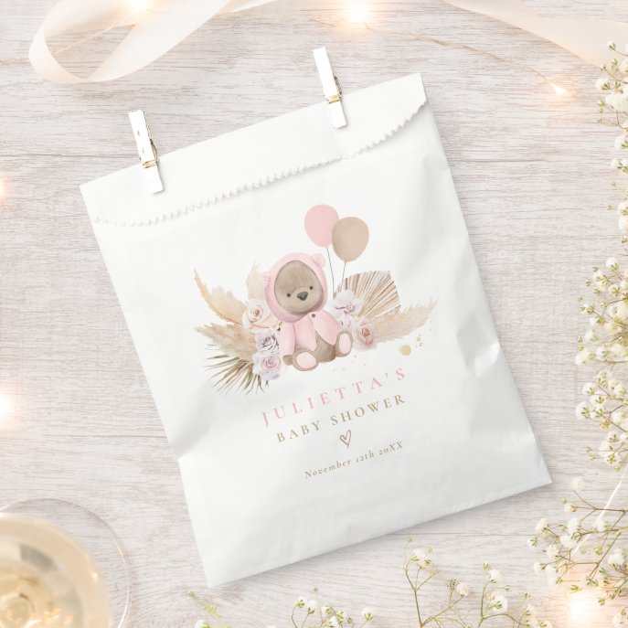 Boho Teddy Bear Baby Shower Decorations Favor Bag