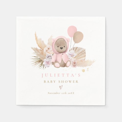 Boho Teddy Bear Baby Shower Decorations Napkins