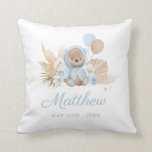 Boho Teddy Bear Baby Shower Gift Boy Blue Bear Throw Pillow<br><div class="desc">Boho Teddy Bear Baby Shower Gift Boy Blue Bear Throw Pillow</div>