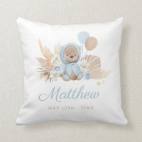 Boho Teddy Bear Baby Shower Gift Boy Blue Bear