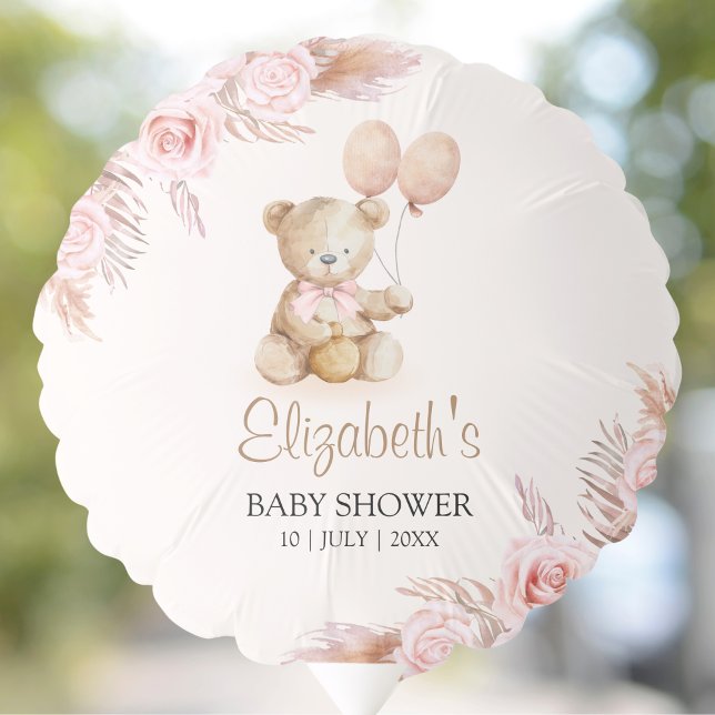 Boho Teddy Bear Baby Shower Girl Balloon (Creator Uploaded)