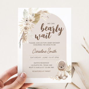 Boho Teddy Bear Baby Shower Invitation