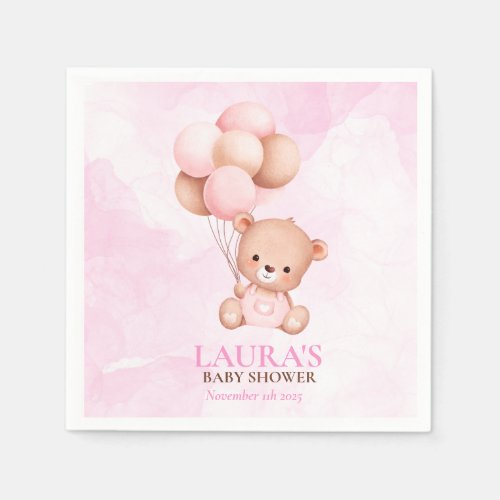 Boho Teddy Bear Baby Shower  Napkins