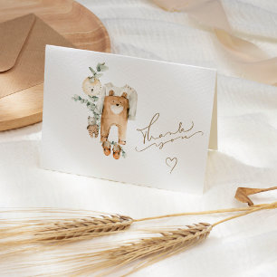 Boho Teddy Bear Baby Shower Thank You Card