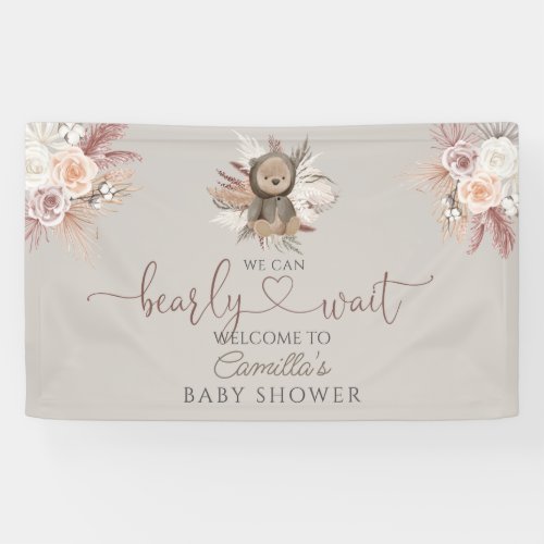 Boho Teddy Bear Baby Shower Welcome Banner