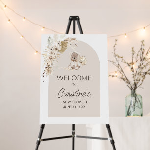 Boho Teddy Bear Baby Shower Welcome Sign