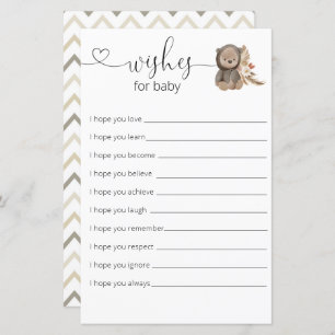 Boho Teddy Bear Baby Shower Wishes For Baby