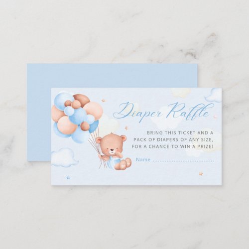 Boho Teddy Bear Balloon Baby Shower diaper raffle  Enclosure Card