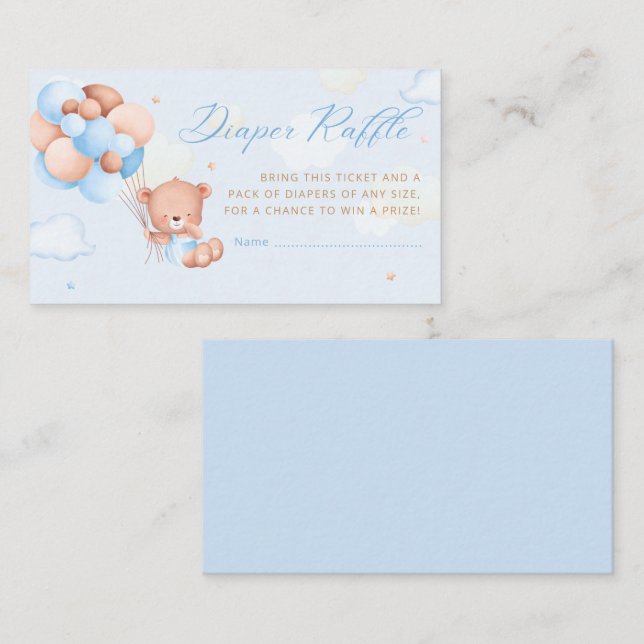 Boho Teddy Bear Balloon Baby Shower diaper raffle  Enclosure Card (Front/Back)