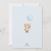 Boho Teddy Bear Balloon Pampas Boy Baby Shower Invitation (Back)