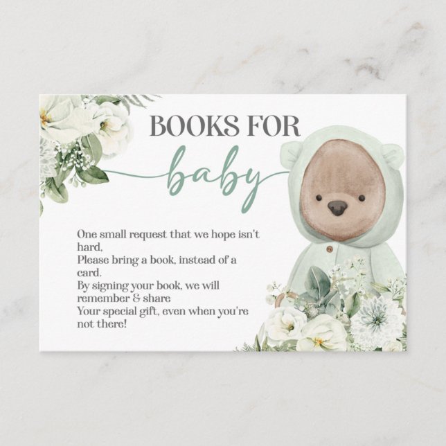 Boho Teddy Bear Bearly Wait Books For Baby Enclosure Card (Front)
