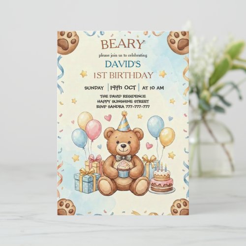 Boho Teddy Bear Beary First 1st Birthday Party