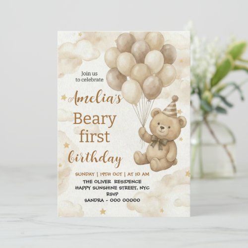 Boho Teddy Bear Beary First 1st Birthday Party
