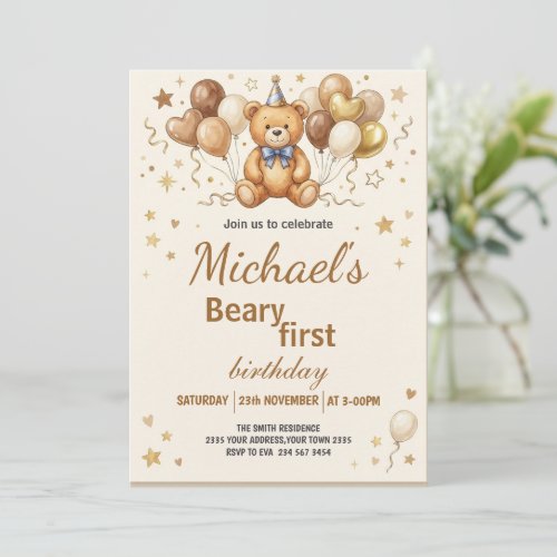 Boho Teddy Bear Beary First 1st Birthday Party