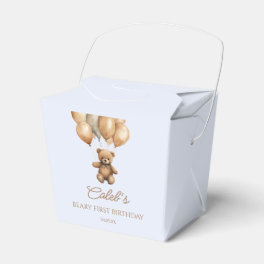 Boho Teddy Bear Beary First Birthday Party Favor Boxes