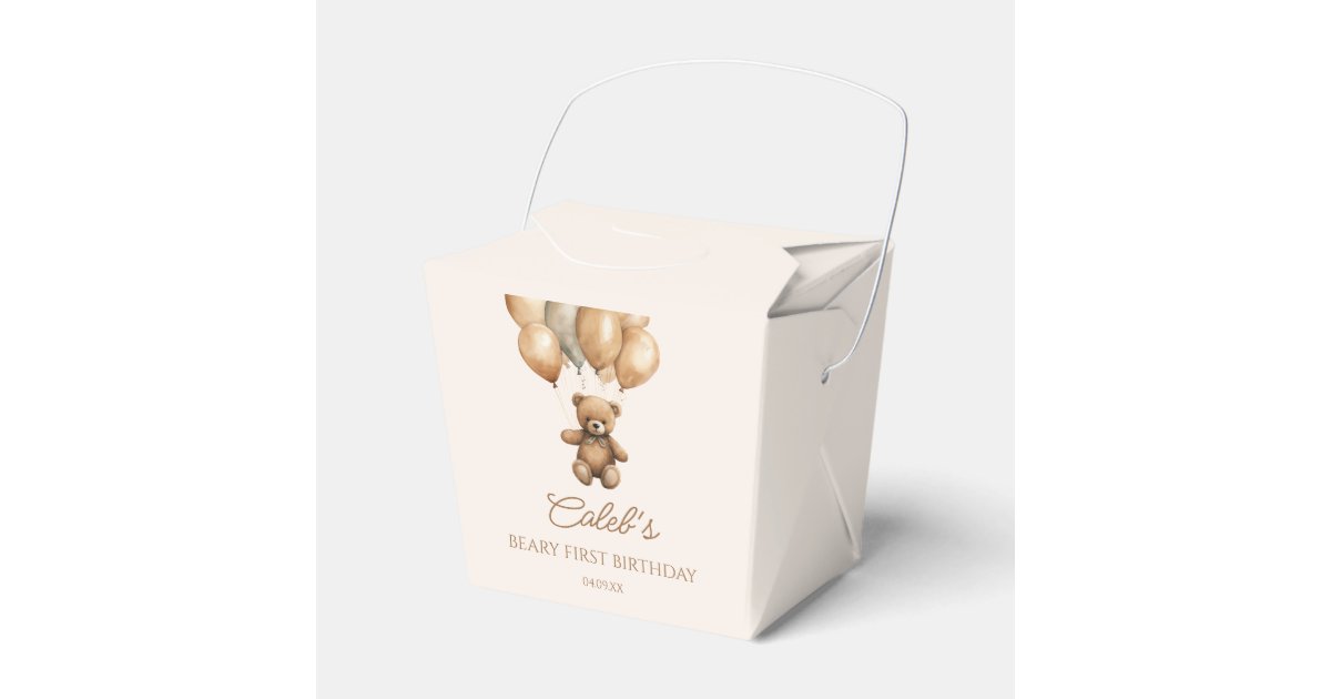 Boho Teddy Bear Beary First Birthday Party Favor Boxes | Zazzle