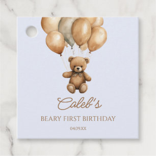 Boho Teddy Bear Beary First Birthday Party Favor Tags