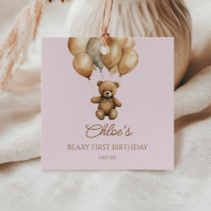 Boho Teddy Bear Beary First Birthday Party Favor Tags