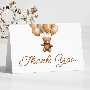 Boho Teddy Bear Beary First Birthday Party Letterpress Thank You Card