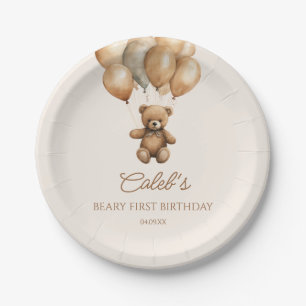 Boho Teddy Bear Beary First Birthday Party Paper Plates