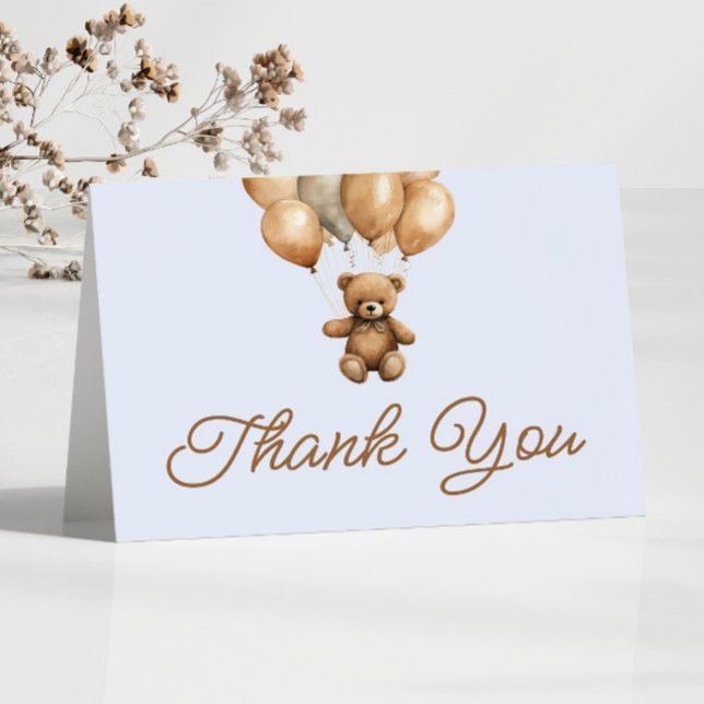 Boho Teddy Bear Beary First Birthday Party Thank You Card (Creator Uploaded)