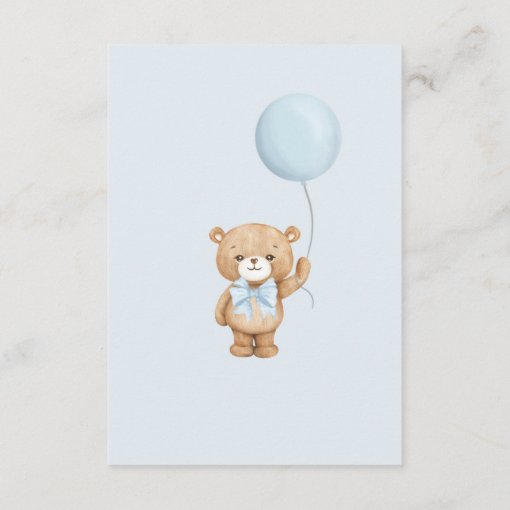 Boho Teddy Bear Blue Balloon Books for Baby Boy Enclosure Card | Zazzle