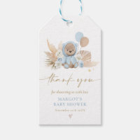 Boho Teddy Bear Blue Bearly Wait Baby Shower Favor Gift Tags