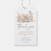 Boho Teddy Bear Blue Bearly Wait Baby Shower Favor Gift Tags