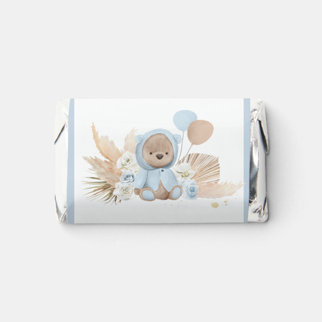 Boho Teddy Bear Blue Bearly Wait Baby Shower Hershey's Miniatures (Front)
