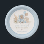 Boho Teddy Bear Blue Bearly Wait Baby Shower Paper Plates<br><div class="desc">Boho Teddy Bear Blue Bearly Wait Baby Shower Paper Plate</div>