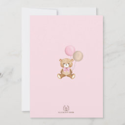 Boho Teddy Bear Dusty Pink Floral Baby Girl Shower Invitation | Zazzle