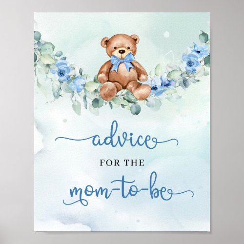 Boho teddy bear floral Advice for the mom_to_be Poster