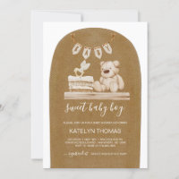 Boho Teddy Bear Gender Neutral Baby Shower Invitation